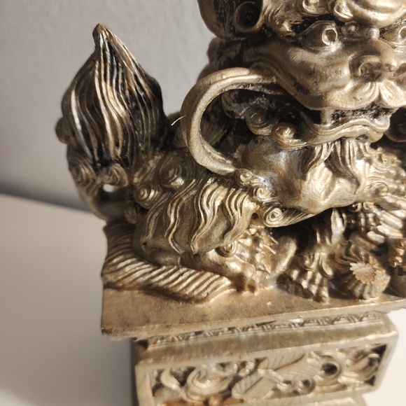 Set of 2 Vintage The Bombay Company detailed Chinese Temple Lion Foo Dog Resin - Picture 12 of 16